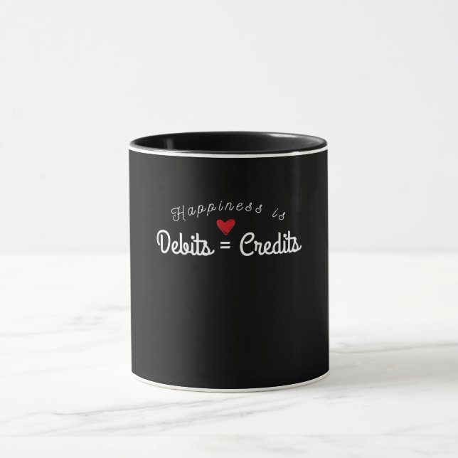 Caneca Débitos Engraçados Contabilistas Iguais a Créditos (Centro)