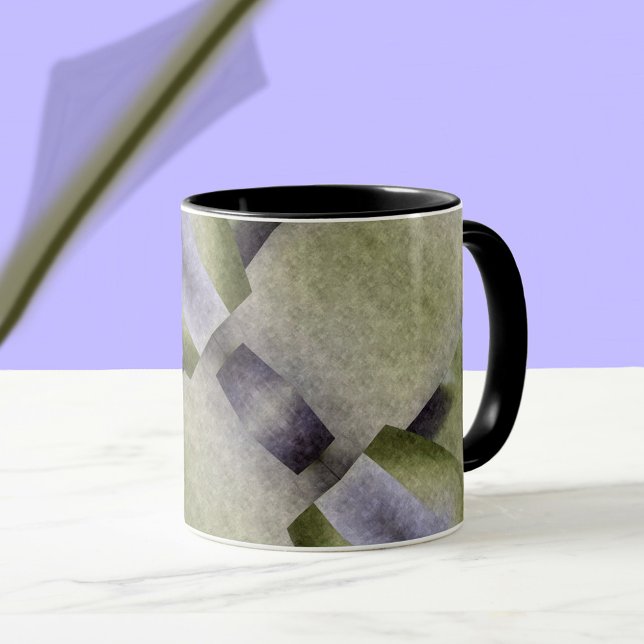 Caneca Deco Abstrato da Arte Verde Oleícola e Roxo (Criador carregado)