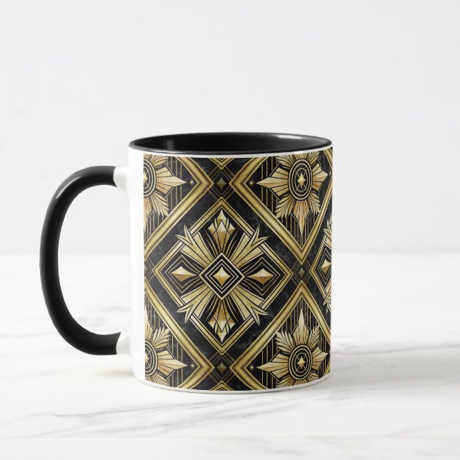 Caneca Deco de Arte Dimond do Ouro Luxurioso Geométrico d (Esquerda)