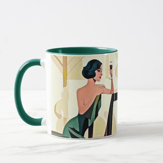 Caneca Deco Lady in Green Modern Art (Esquerda)