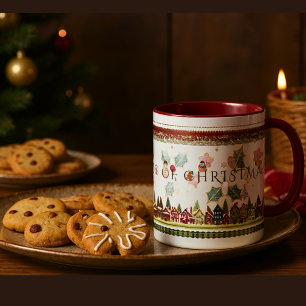 Caneca Decoração Clássica de Natal Festiva Alegre