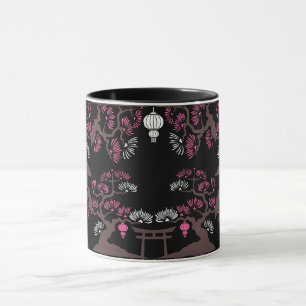 Caneca Decoração de Casa com Impressão de Flor de Cerejei