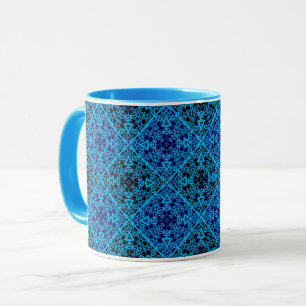 Caneca Decoração decorativa ornamental abstrata azul pret