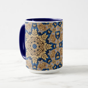 Caneca Decorativa Azul Dourada