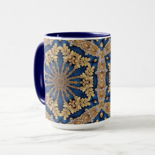 Caneca Decorativa Azul Dourada