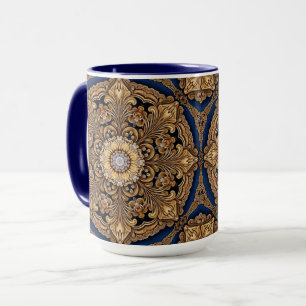 Caneca Decorativa Azul Dourada