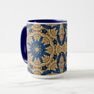Caneca Decorativa Azul Dourada
