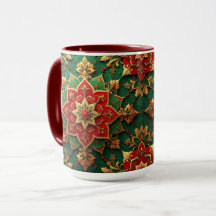 Caneca Decorativa de Férias Vermelho Verde