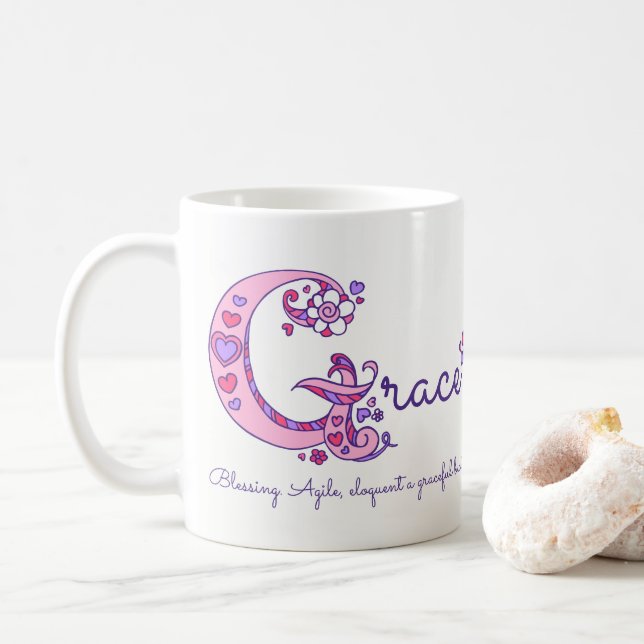 Caneca decorativa do monograma de G do significado (Com Donut)
