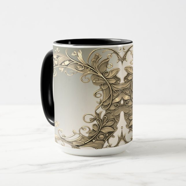 Caneca Decorativa Dourada Moderna e Elegante (Frente Esquerda)