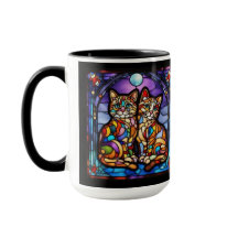 Caneca Decorativa Gatinhos Arco-Íris Fofa