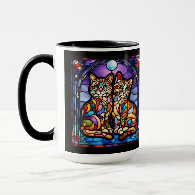 Caneca Decorativa Gatinhos Arco-Íris Fofa (Esquerda)