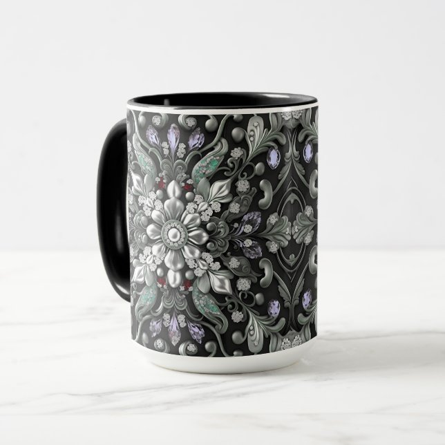 Caneca Decorativa Prata Roxo (Frente Esquerda)
