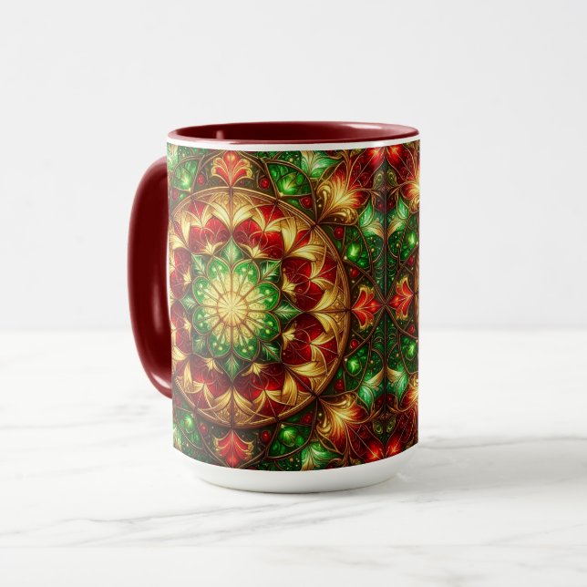 Caneca Decorative Red Green Holiday Mug (Frente Esquerda)