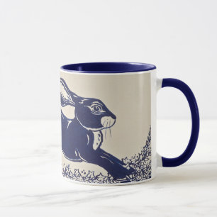 Caneca Dedham Blue Rabbit Mug Vintage Blue & White