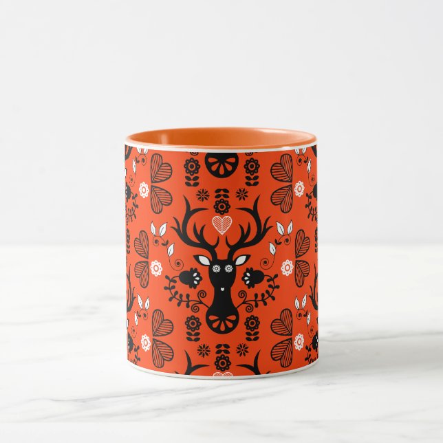 Caneca Deer de Arte Folclórica Moderna (Centro)