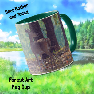 Caneca Deer Madre e Jovem Taça de Mata de Arte da Florest