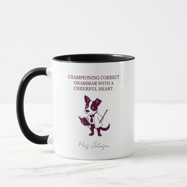 Caneca Defendendo a Gramática Correta com Coração Alegre  (Esquerda)