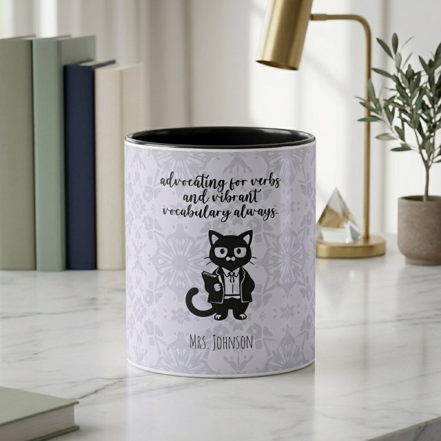 Caneca Defensor de Verbos e Vocabulário Vibrante Educador (Criador carregado)