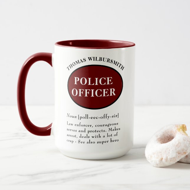 Caneca Definição de Agente de Polícia Personalizado (Com Donut)