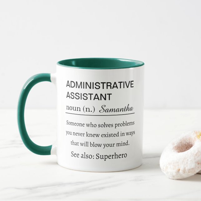 Caneca Definição de Assistente Administrativo Personaliza (Com Donut)