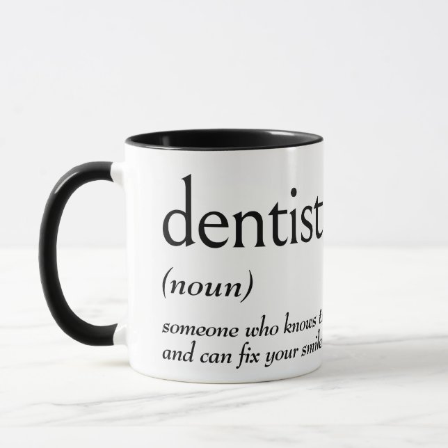 Caneca Definição de Dicionário para DENTISTA (Esquerda)