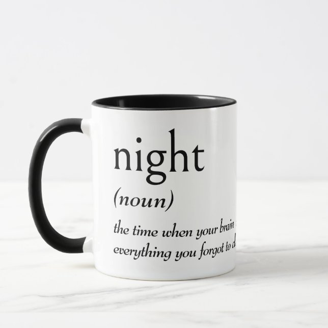Caneca Definição de Dicionário para NOITE (Esquerda)