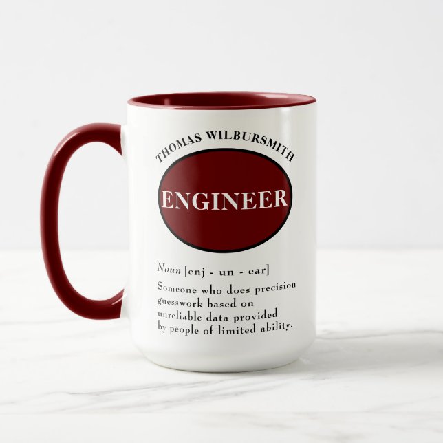 Caneca Definição de Engenheiro Engraçado Personalizado (Esquerda)