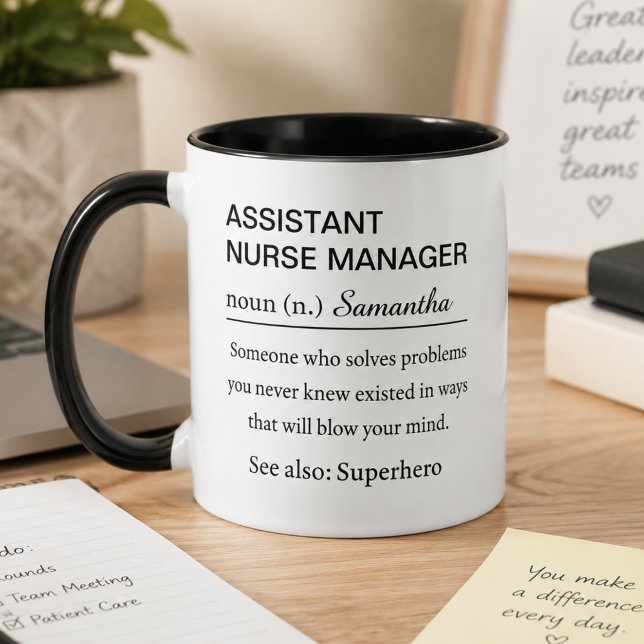 Caneca Definição de Gerente de Enfermagem Assistente Pers (Criador carregado)