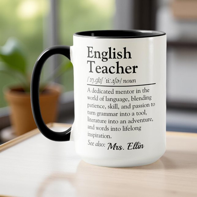 Caneca Definição de Professor Inglês - Apreciação do Prof (Criador carregado)