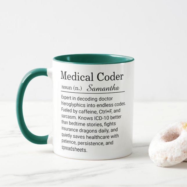 Caneca Definição Engraçada de Codificador Médico Personal (Com Donut)