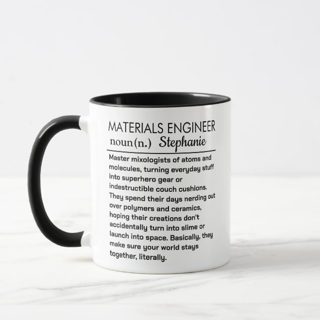 Caneca Definição Engraçada de Engenheiro de Materiais Per (Esquerda)