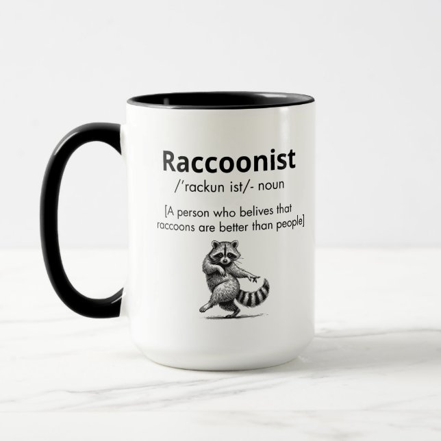 Caneca Definição racista, amante de raccoon, substantivo  (Esquerda)
