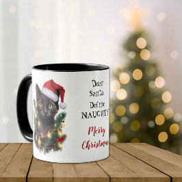 Caneca Definir Gato Malvado Enredado em Luzes de Natal