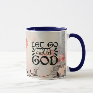 Caneca Deixe Deus Coral Blue Floral Art Christian