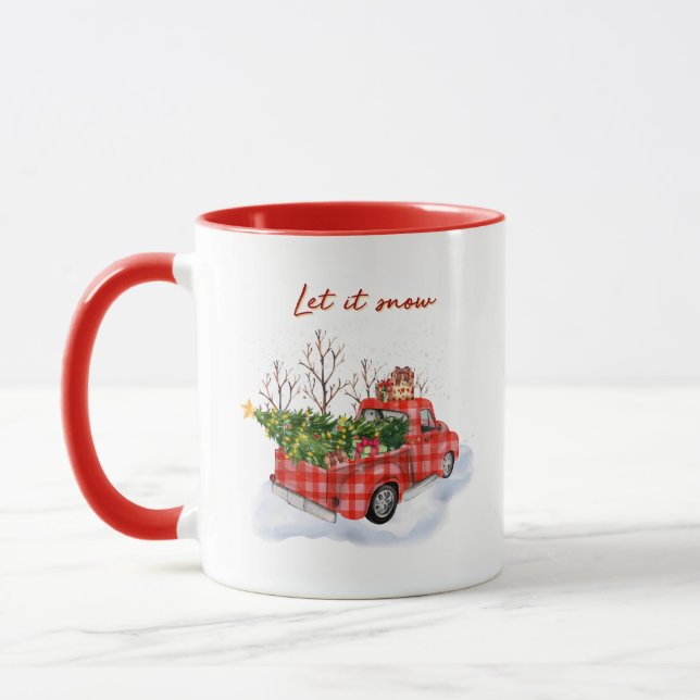 Caneca Deixe Nevar Caminhão Vermelho Natal Férias (Esquerda)