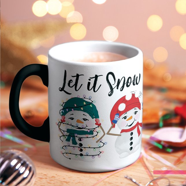 Caneca Deixe-o nevar, neve festiva, aquarela natalina (Criador carregado)