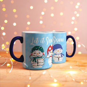Caneca Deixe-o nevar, neve festiva, aquarela natalina