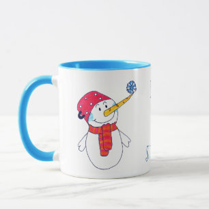 Caneca Deixe-o nevar Snowman e Snowflake Cute Kids