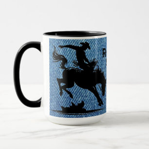 Caneca Denim Azul Estrela de Rodeio Personalizado