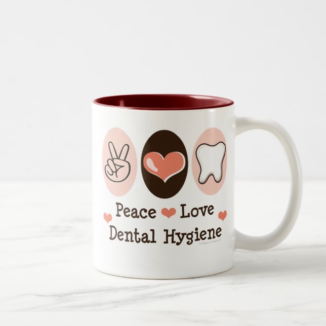 Caneca dental da higiene do amor da paz (Direita)