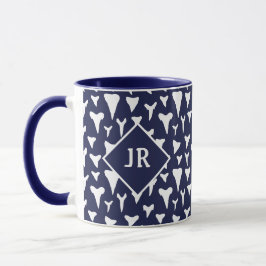 Caneca Dentes de Tubarão Azul e Branco Náuticos Patterado