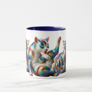 Caneca Des chats magnifiques dont un faisant sa toilette.