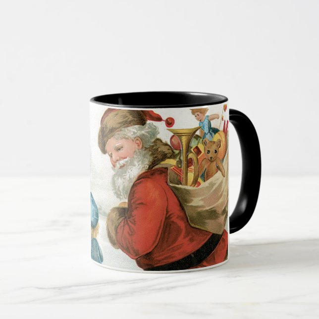Caneca Desejando Feliz Natal por Ellen Clapsaddle (Frente Esquerda)