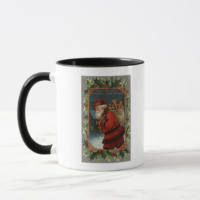 Caneca Desejando-lhe uma Feliz de NatalMarching Santa (Esquerda)