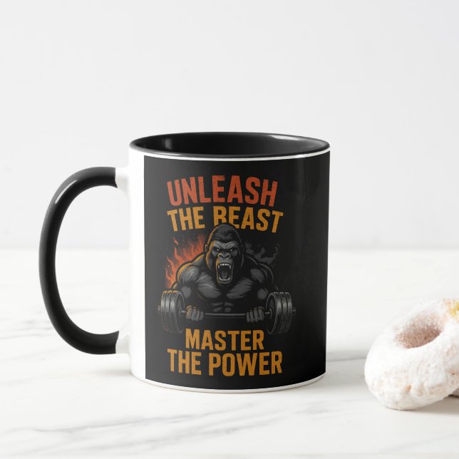 Caneca Desencadeie a Fera – Presente de Músculo de Força  (Com Donut)