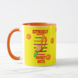 CANECA DESENHADA COM NOTA MUSICAL DE CITROS