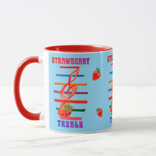 CANECA DESENHADA COM NOTA MUSICAL DE MORANGO