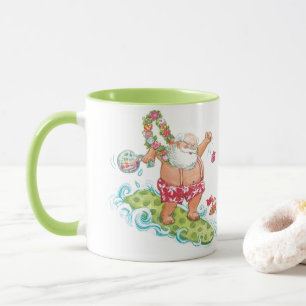 Caneca Desenho animado de Natal vintage do Papai Noel sur