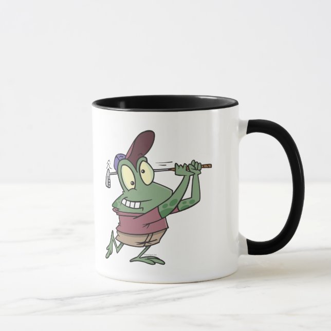 Caneca desenho animado do sapo de golfe do bobo (Direita)